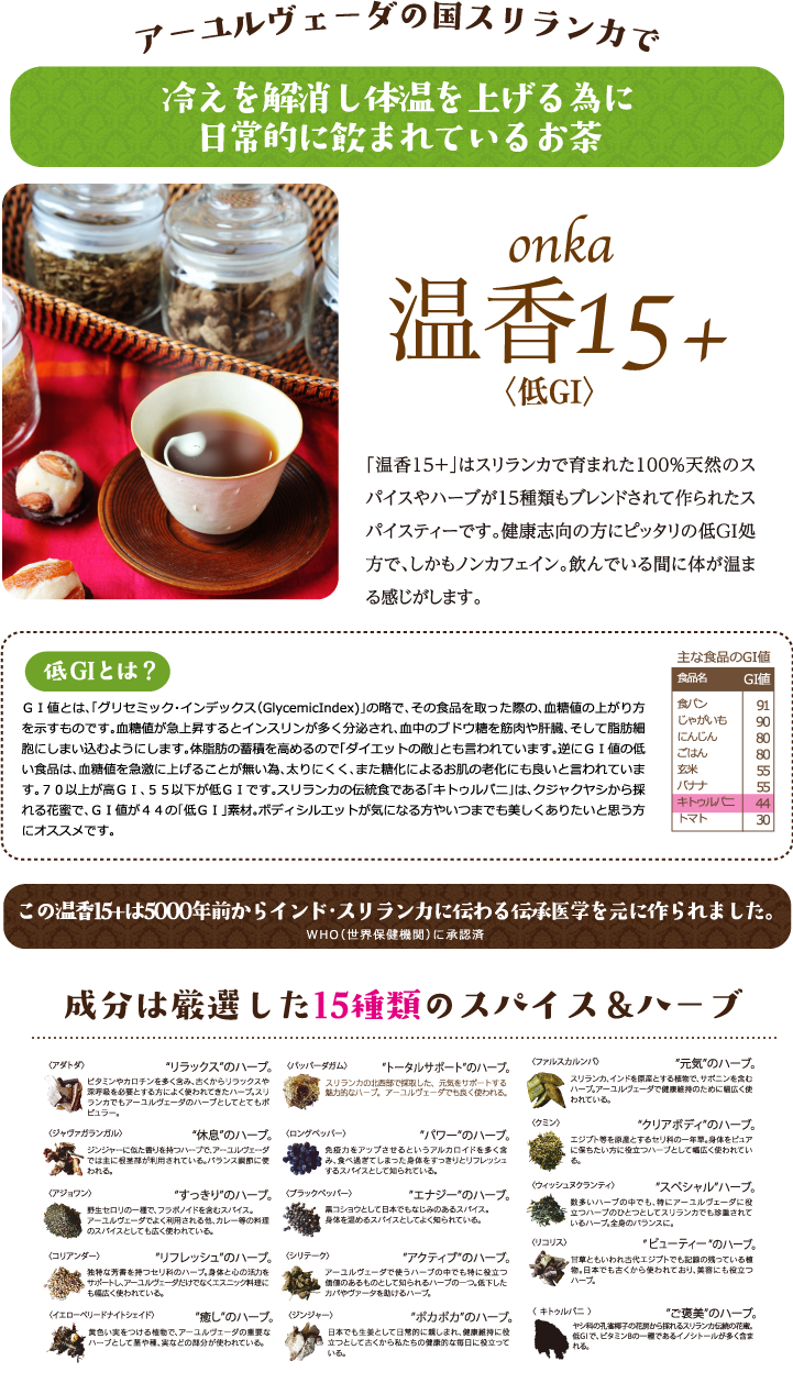温香15+・スパイスティー・健康茶・スリランカ